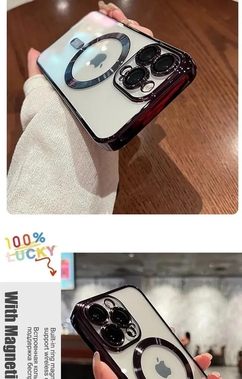 Luxury Transparent MagSafe Wireless Charging Half Wrapped Case for iPhone 18 Pro Max 17 Air 16 15 14 13 12 11,Magnetic Soft Silicone Casing, Matte Purple Gradient Glitter Bling, Shockproof Protection, Phone Accessories-A247