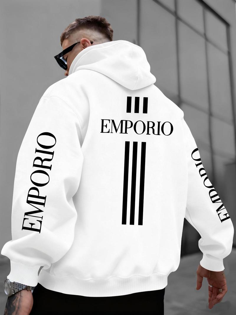 Emporio Gold Graphic Oversized Hoodie | White Streetwear Hoodie with Luxury Brand-Inspired Print | Trendy Outfit for Fashion & Streetwear Enthusiasts | Comfortable & Stylish