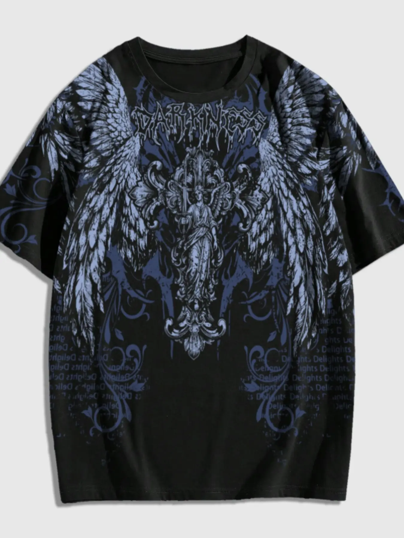 Gothic Style Casual Men's Print Loose Short Sleeve T-Shirt, Retro Dark Fashion, Comfortable Daily Wear, Halloween and Party Ready
