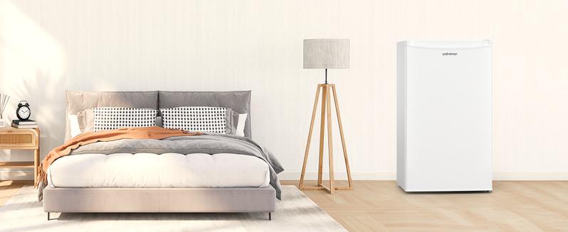 Upstreman mini fridges 3.2 Cu.Ft with Freezer Compact Single-Door Fridge for Dorm Office Bedroom BR321 Adjustable Temperature Thermostat Energy-Efficient Quiet Operation 3 Removable Shelves & Crisper Drawer pantry drink fridge skincare fridge