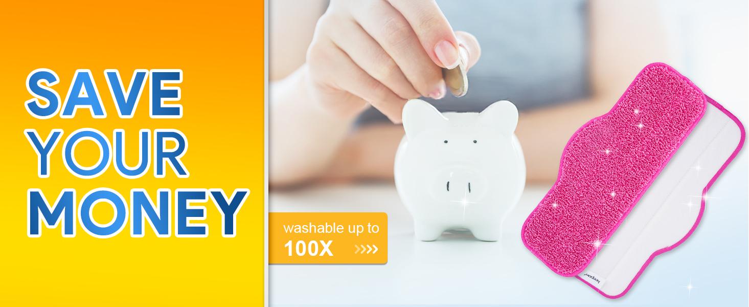 KEEPOW Microfiber Steam Mop Pads Compatible with Schenley Steam Mop Cleaner, Washable and Reusable Replacement Mop Pads Accessories