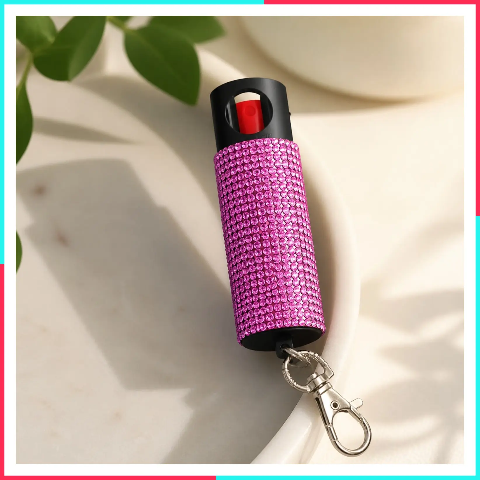 Self Defense Pepper Spray - 1/2 oz Compact Maximum Strength Police Grade Formula with Leather Pouch Keychain for Women