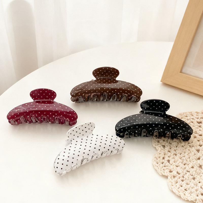 Women's 5pcs Polyester Glossy Dotted Pattern Hair Claw Clips, Non-Slip Jaw Clips for Leisure Use, Unisex Multi-Color Fashion Hair Accessories