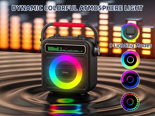 Karaoke Machine 2 Wireless Microphones, Portable Bluetooth Speaker w/PA System for Adults & Kids with LED Lights, Bass/Treble Adjustment, Supports REC/TWS/FM/AUX/USB/IF Card for Party