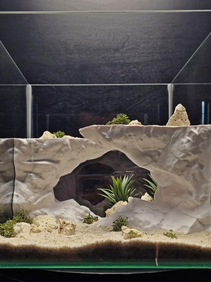 3D Printed Aquarium Rock Cave Decorations, No Assembly Required, Realistic Habitat for Reptiles, Small Fish, Aquatic Pets, Tank Accessories