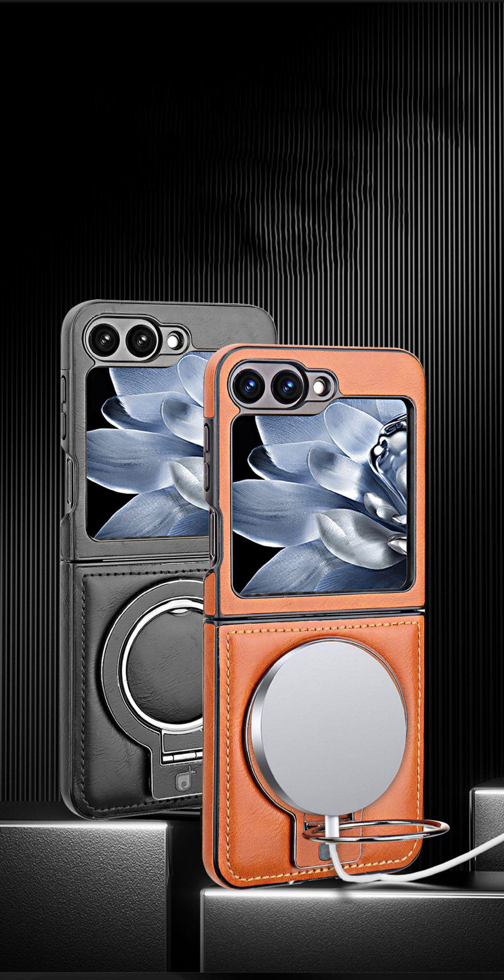 Magnetic suction Leather phone case for  Z Flip 6 /Z Flip 5/ Z Flip 4/3 Business phone case