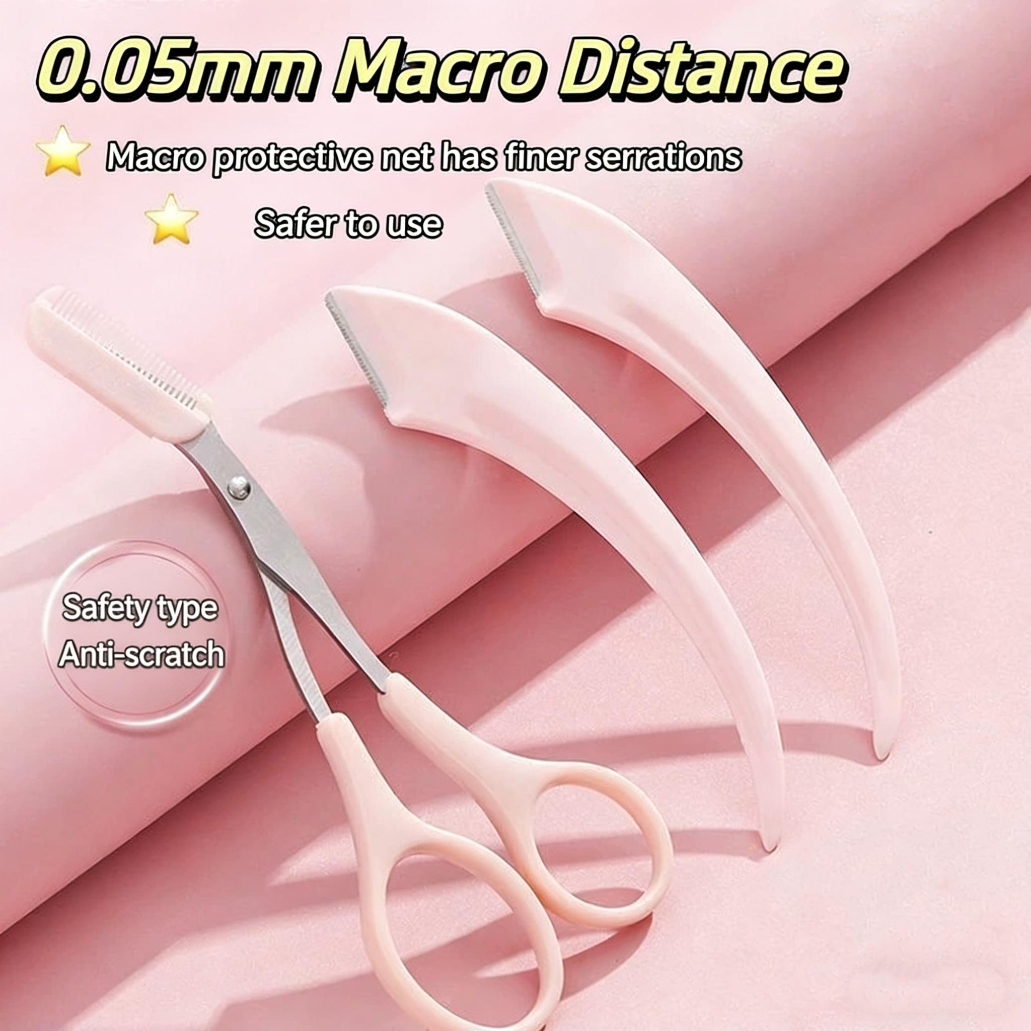3pcs/lot Hot Selling Eyebrow Razor and Precision Eyebrow Scissors Grooming Kit, Safety Micro-Blade Razor, Stainless Steel Blades, Makeup Tool, Precision Grooming Kit