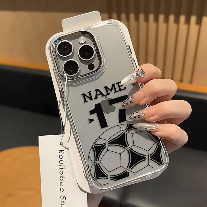 Transparent Hard Shell Phone Case for iPhone 17-7 Plus, Soccer Jersey Design, Clear Camera Cutout, Sports Style, Gift for Football Fans