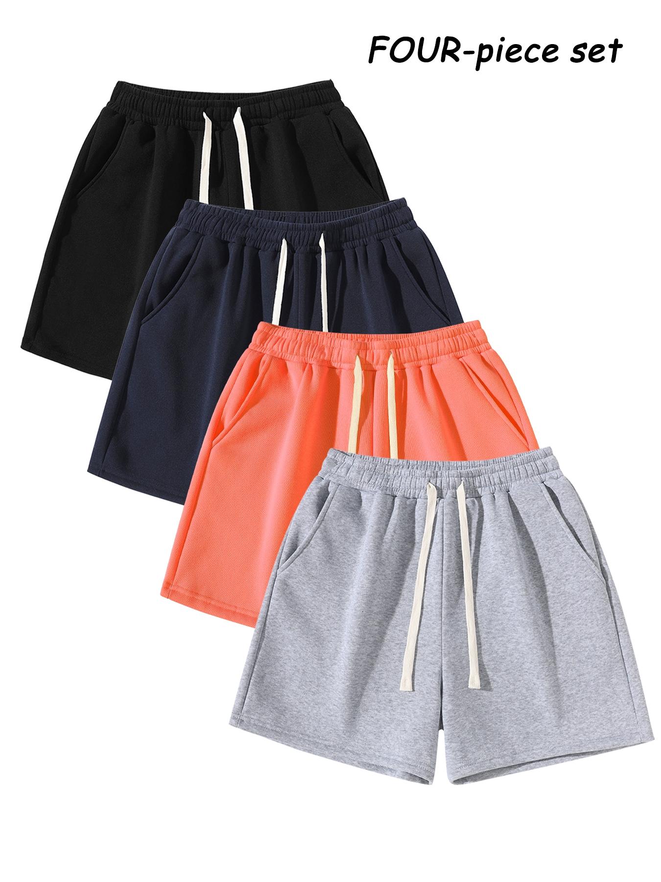 Men's Plain Drawstring Waist Shorts, Basic Sporty Running Shorts for Daily Wear and Exercise, Fitted Style Summer Sports Shorts in Medium-Weight Fabric, Casual Athletic Shorts Men's Plain Drawstring Waist Shorts, Basic Sporty Running Shorts for Daily Wear and Exercise, Fitted Style Summer Sports Shorts in Medium-Weight Fabric, Casual Athletic Shorts