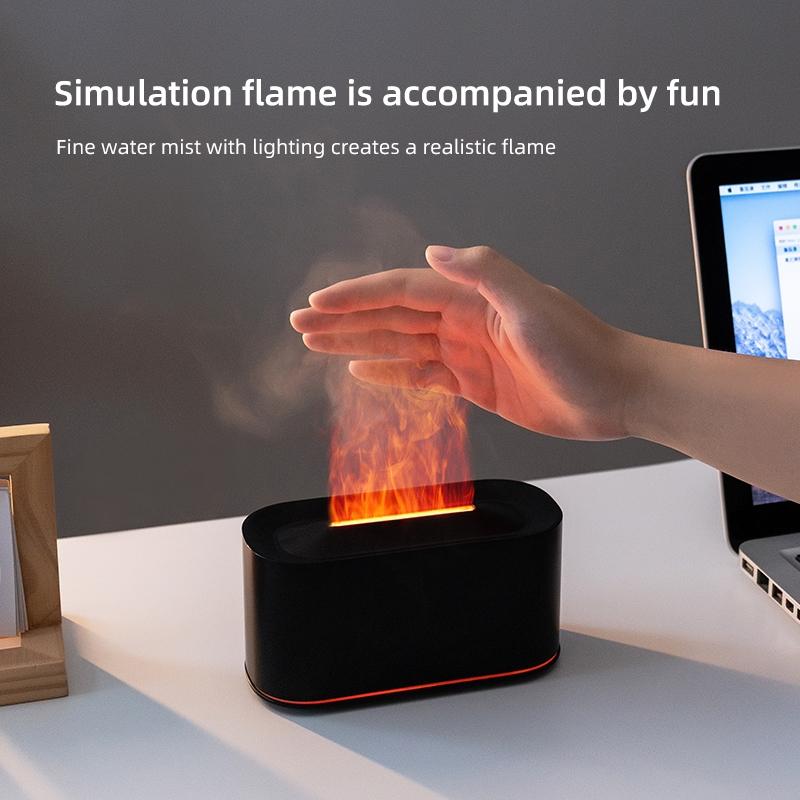 LED Flame Diffuser, USB-Powered Aroma Diffuser with Night Light, Seasonal Use - Ultra Quiet Essential Oil Air Humidifier (Oil-Free), Perfect for Various Home Bedrooms and Offices, Aroma Diffuser