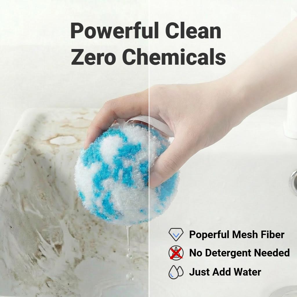 Magic Cleaning Balls 3PCS, No-Cleaner Multi-Purpose Scrubber, Wall-Mounted Bathroom Cleaning Kit for Sink, Bathtub, Vanity, Wash Basin & Faucet