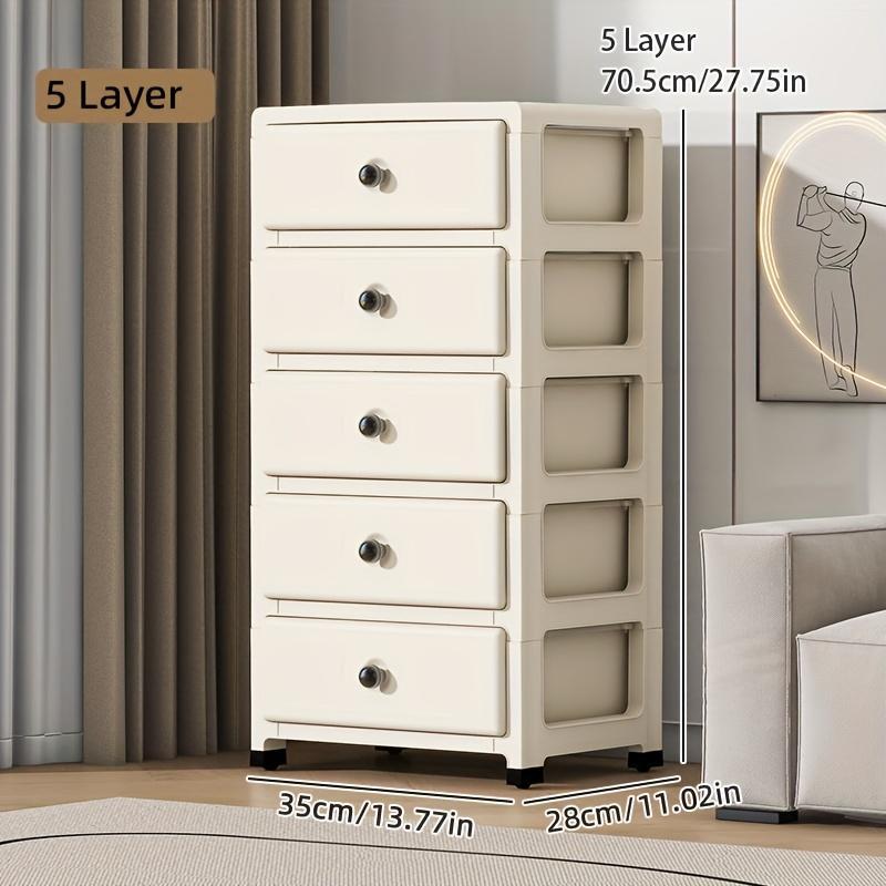 5-Drawer Plastic Storage Cabinet Organizer, Durable Polypropylene, Sliding Drawers, Minimalist Home Organization