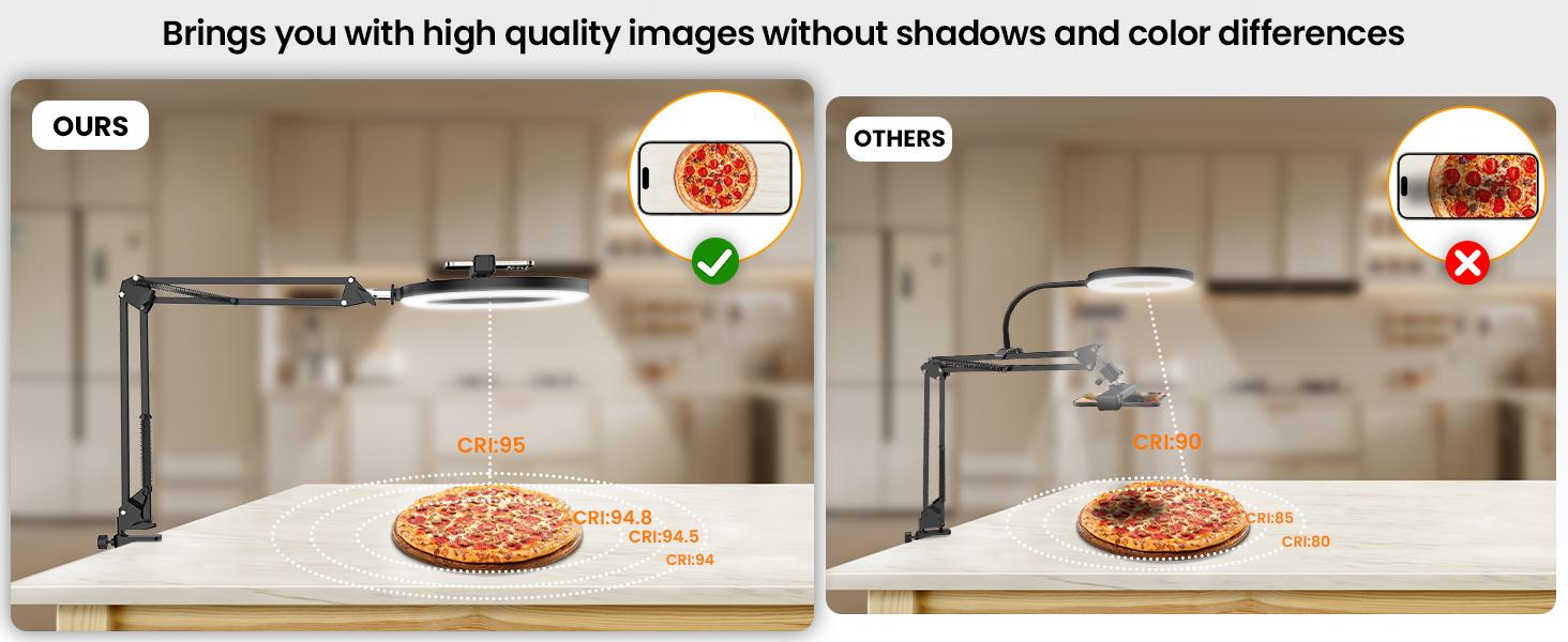 Overhead Camera Mount with Selfie Ring Light and Phone Holder, 10" LED Ring Light for Desk with Stand and Remote for iPhone,Phone Tripod with Light for Video Recording Vlog TikTok Live Stream Cooking