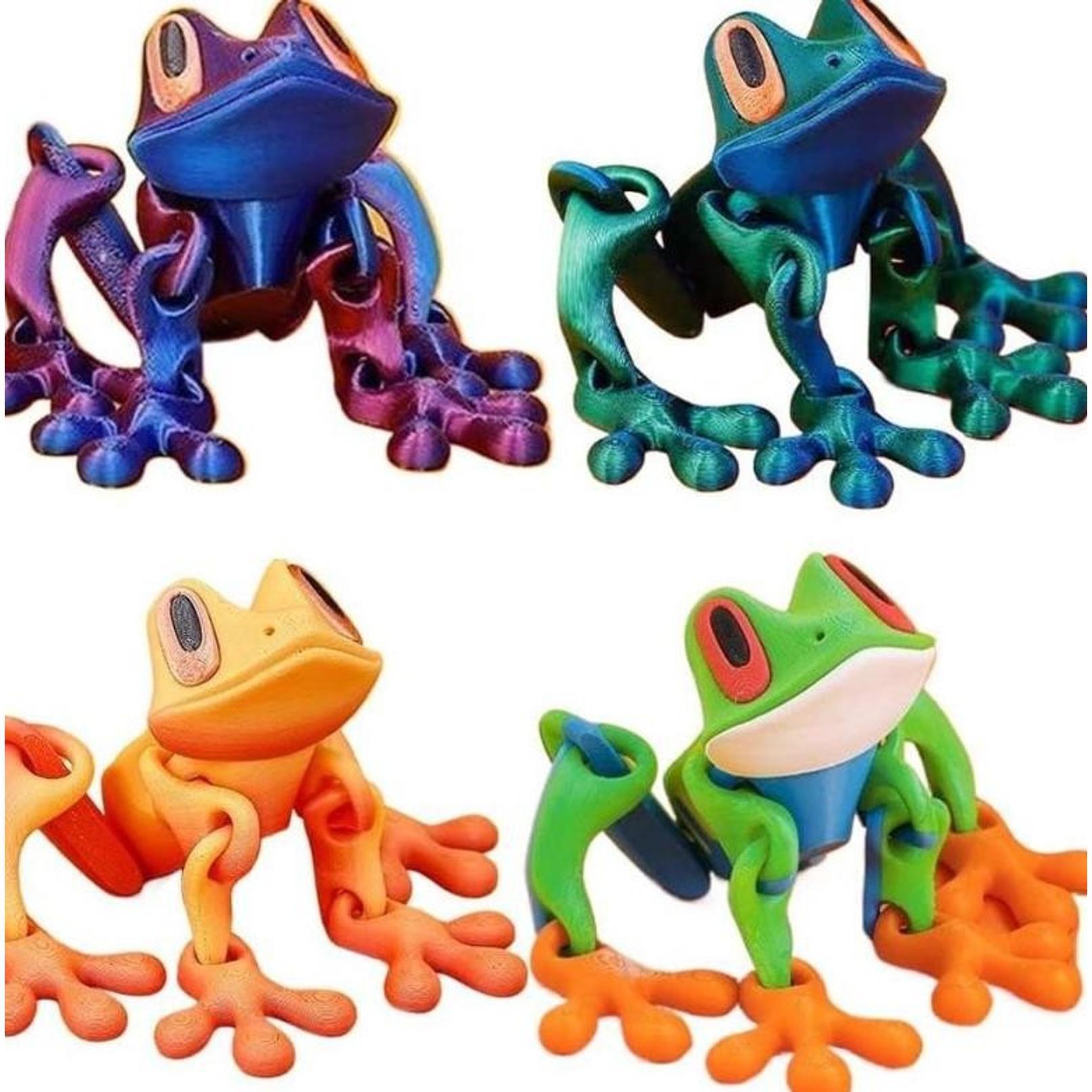 4pcs 3D Printed Magnetic Frog Refrigerator Magnets, Realistic Frogs Fridge Magnet Funny 3D-Printed Animals Decor for Home Office Whiteboard