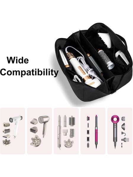 Hair Tools Travel Bag, Waterproof Portable Open Flat Travel Bag for Dyson/Shark Hair Dryer, Hair Styling Tool Storage Bag