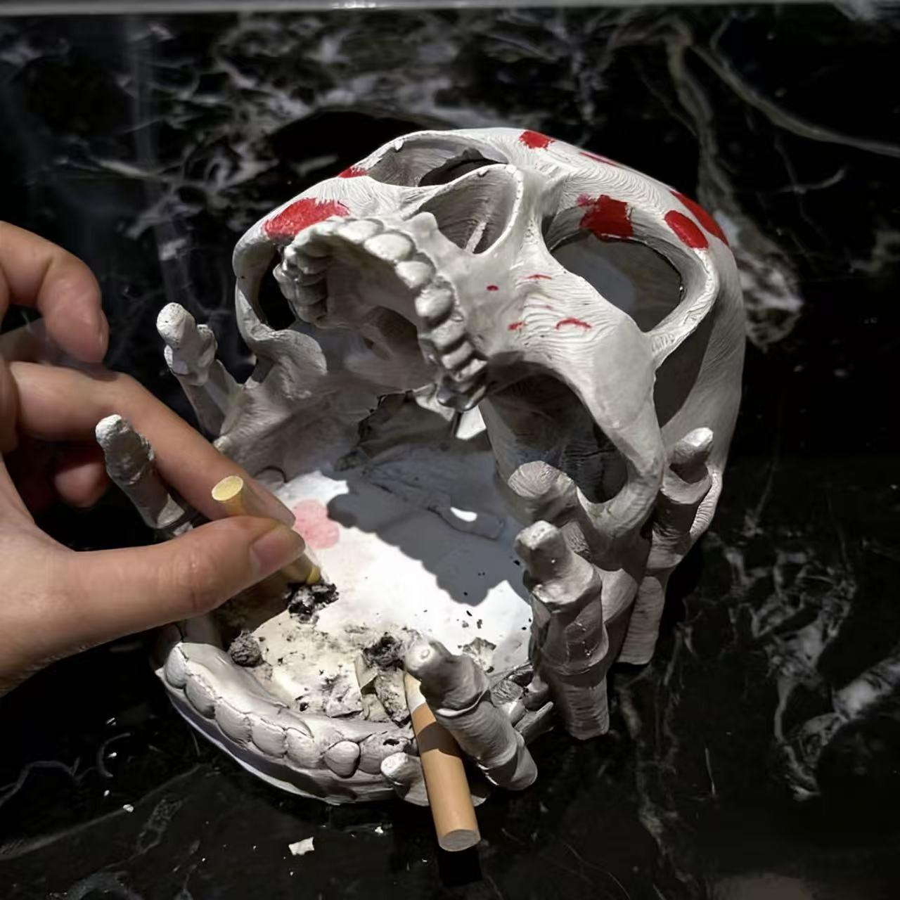 Gothic Halloween Skull Jewelry Box, Resin Desktop Storage Organizer, Multiple Compartments, Necklace Hooks, Ring Earring Holder, Home Decor