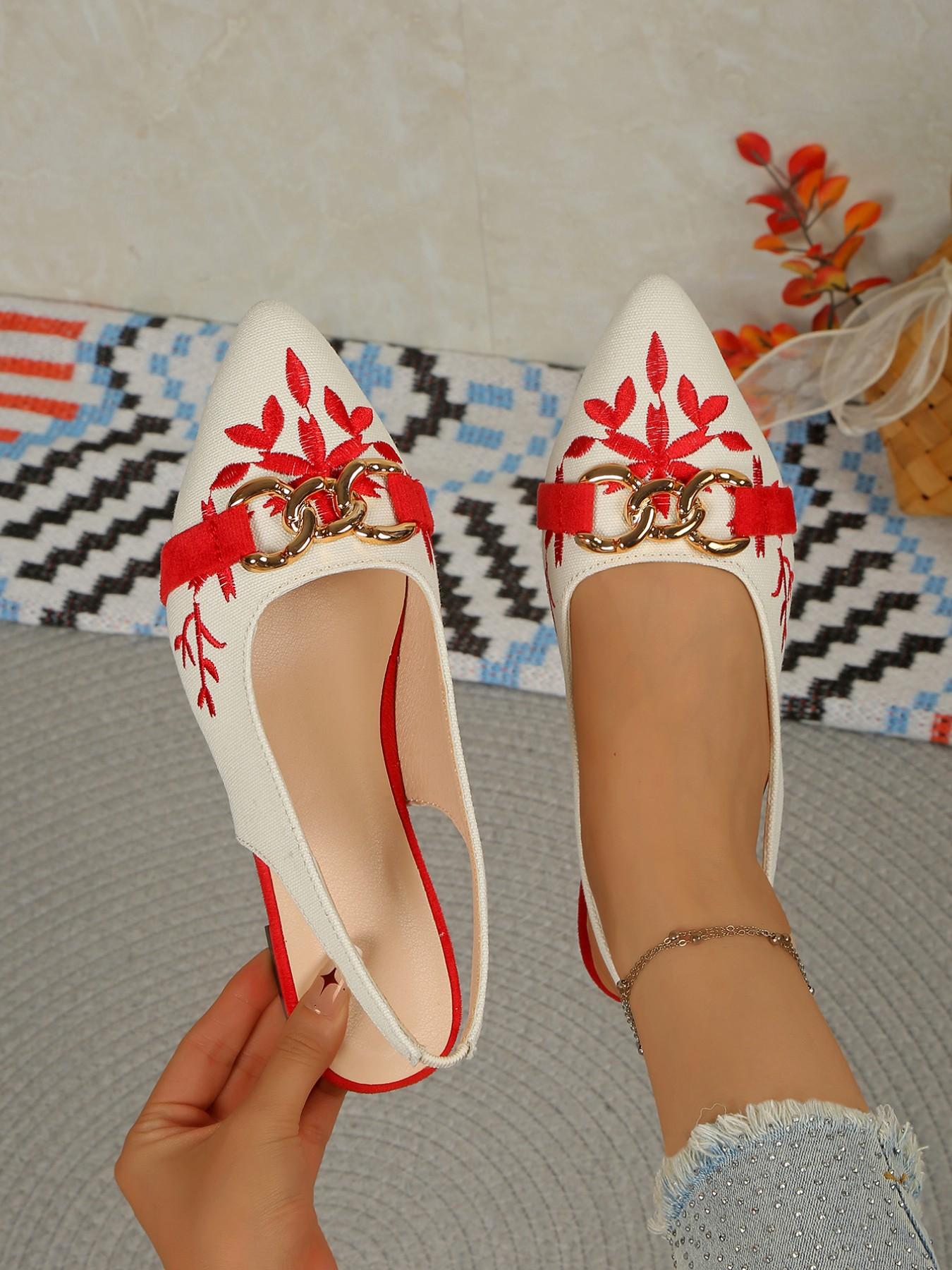 Women's Fashionable Pointed Toe Flat Shoes, Metal Buckle Decor, Slip-On Casual Sneakers, Perfect for Dresses & Pants