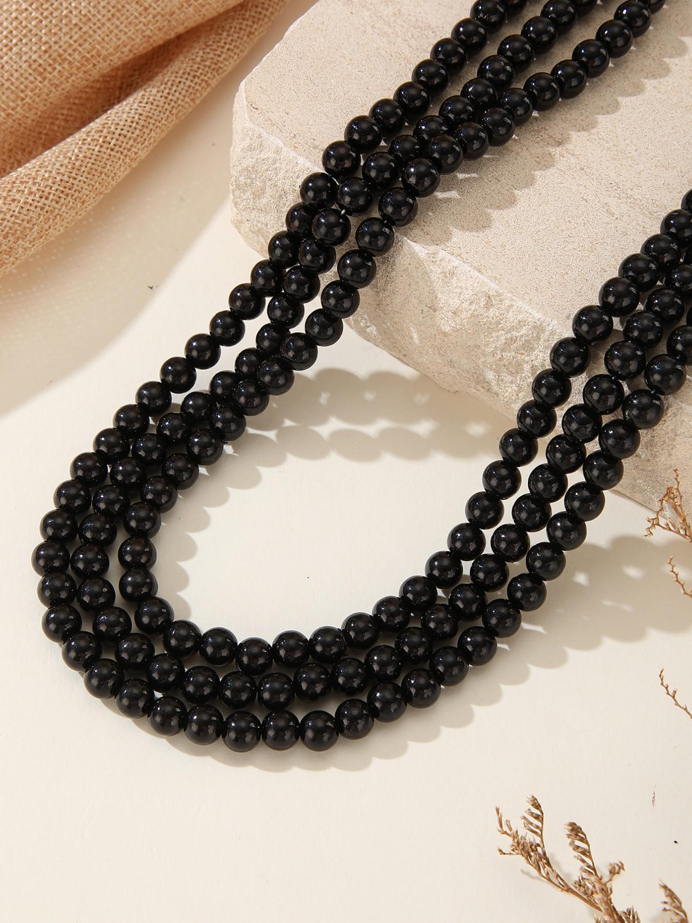Elegant Vintage Adjustable Multi-Layer Pearl Necklace, Long Beaded Costume Jewelry for Women, Perfect for Weddings and Daily Wear