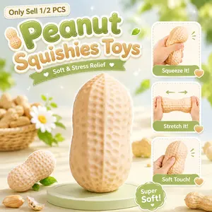 1/2 PCS Peanut Squishies Toys, Peanut Shaped Squeeze Toy, Anxiety Squishies, Stress Relief Fidgets, Fidget Cube Stress Relief, Cute Anxiety Relief Toy, Squeeze Ball Stress Relief Hand Toys, Stress Relief Tools, for Adults & Kids