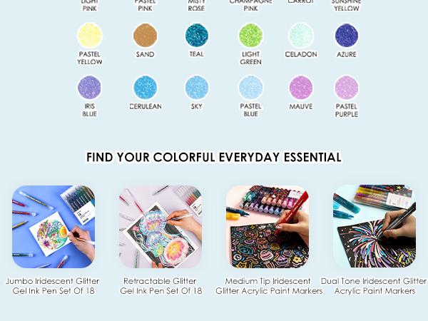 Grabie Capped Glitter Gel Ink Pen Set Of 42, HolidayHaul