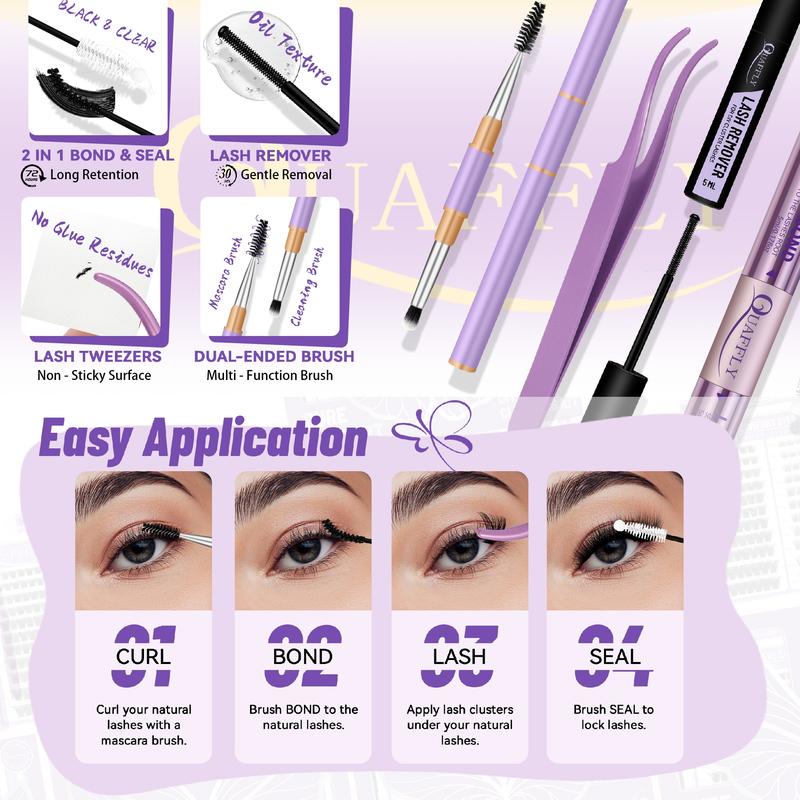 Eyelash Extension Kit, 1 Box Individual False Eyelashes with Eyelash Glue & Tweezers & Brush & Eyelash Remover, Professional Eye Makeup Accessories, Cosmetic