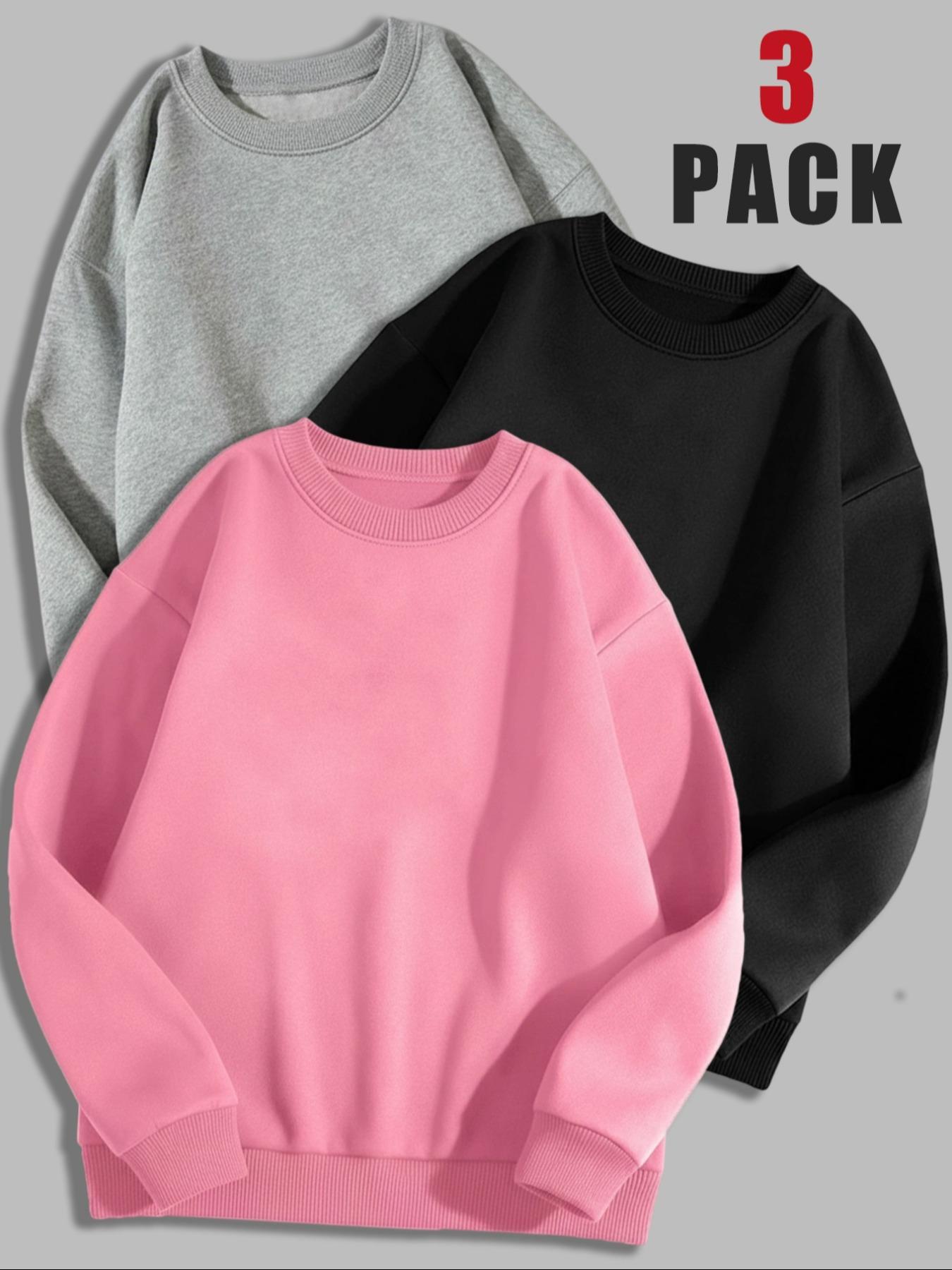 Women's Long Sleeve Pullover Sweater Set, Sweatshirts, Casual Fitted Round Neck Top, Fall & Winter Warm Clothing, Letter Pattern Design