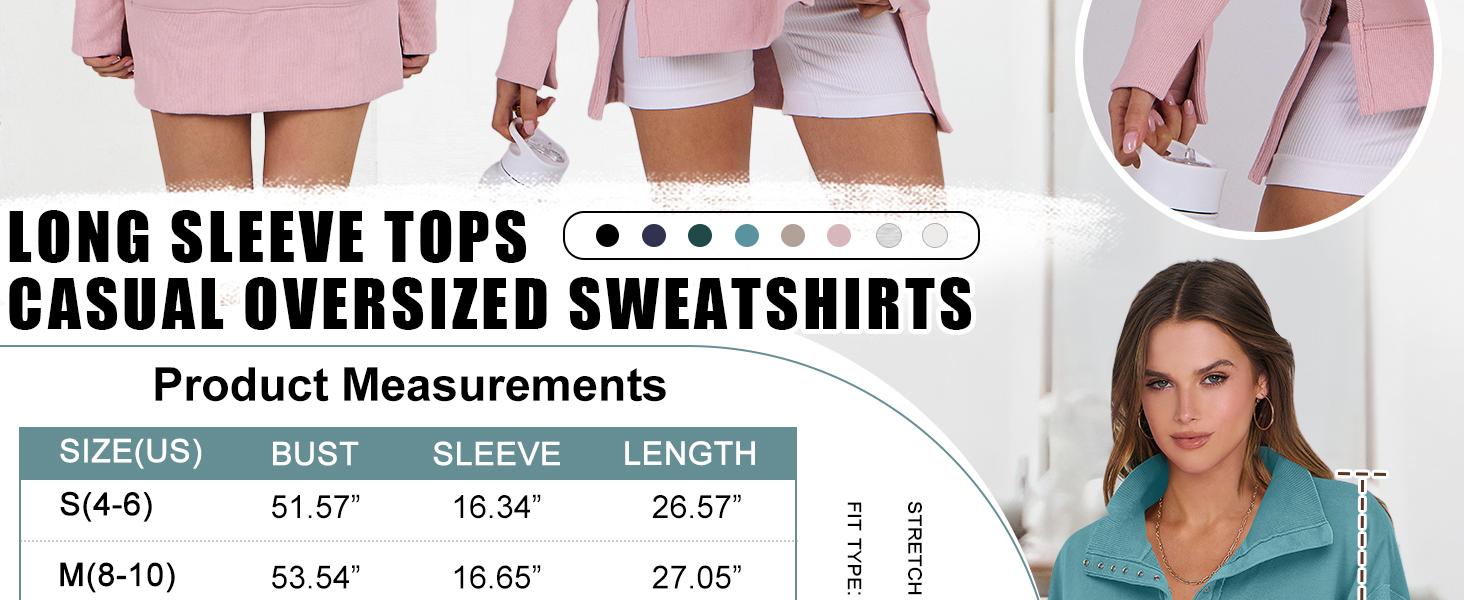 ANRABESS Women's Sweatshirts Oversized Casual Loose Button Up Henley Pullover Top High Low Split Fall Fashion Outfits