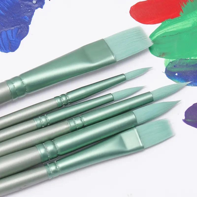 Professional Artist Paint Brush Set, 1 Set Nylon Bristles & Wooden Handle Brush, Round & Flat Tips for Watercolor Painting, Art Students Supplies