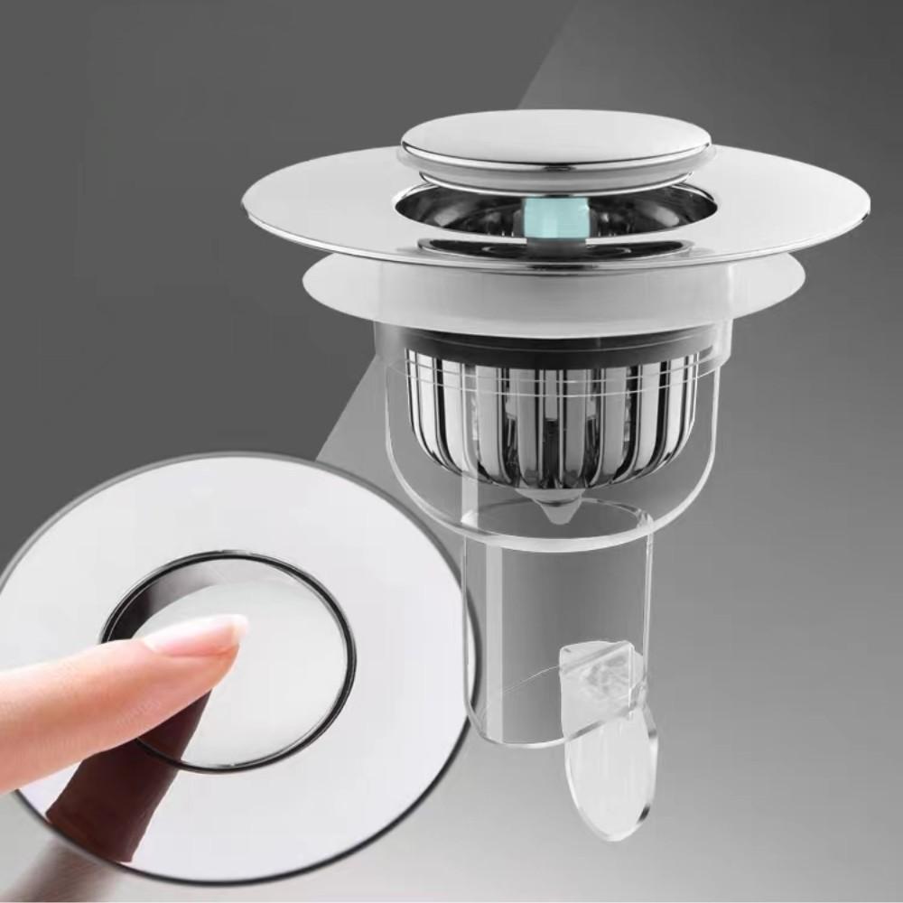 Kitchen Sink Filter Bounce Core, Leak Proof Drain Plug, Anti-Odor, Anti-Clog Press Type Floor Drain Stopper, Easy Solution for Clogs