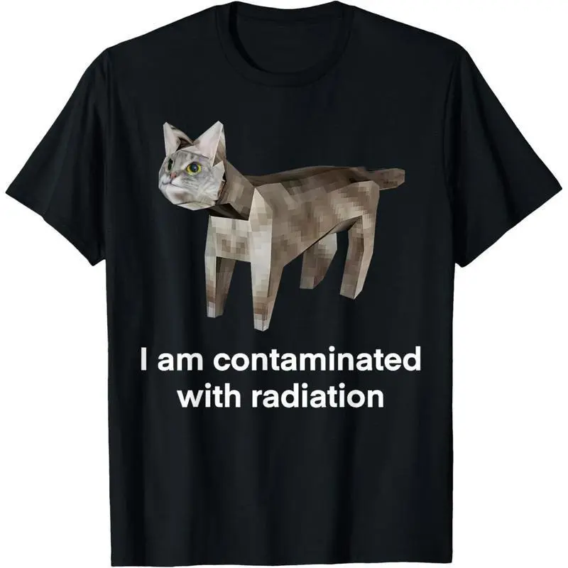 Men's Graphic T-Shirt in a Soft Cotton Fabric, Distressed Streetwear Style with a Funny Japanese Cat Meme, Casual Round Neck Top