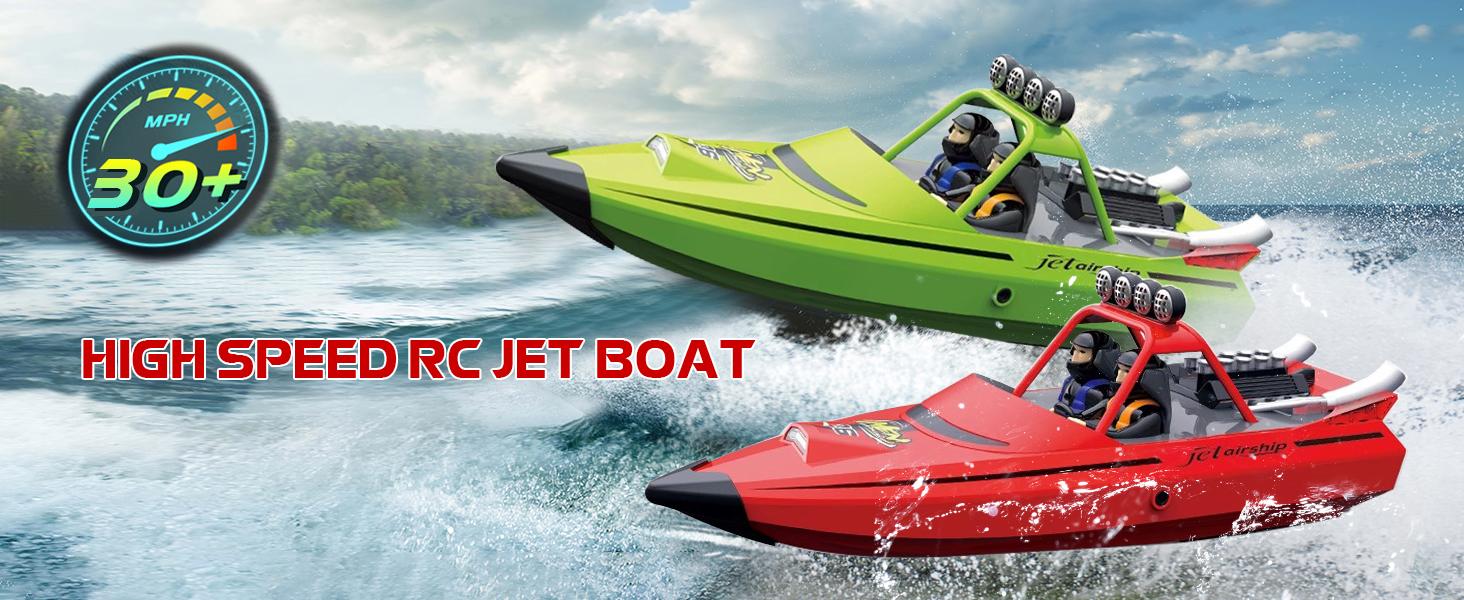 High Speed ARRIS RC Jet Boat, Self-Righting Waterproof Boat with 2 Batteries, Safe Jet Design for Pool & Lake Fun