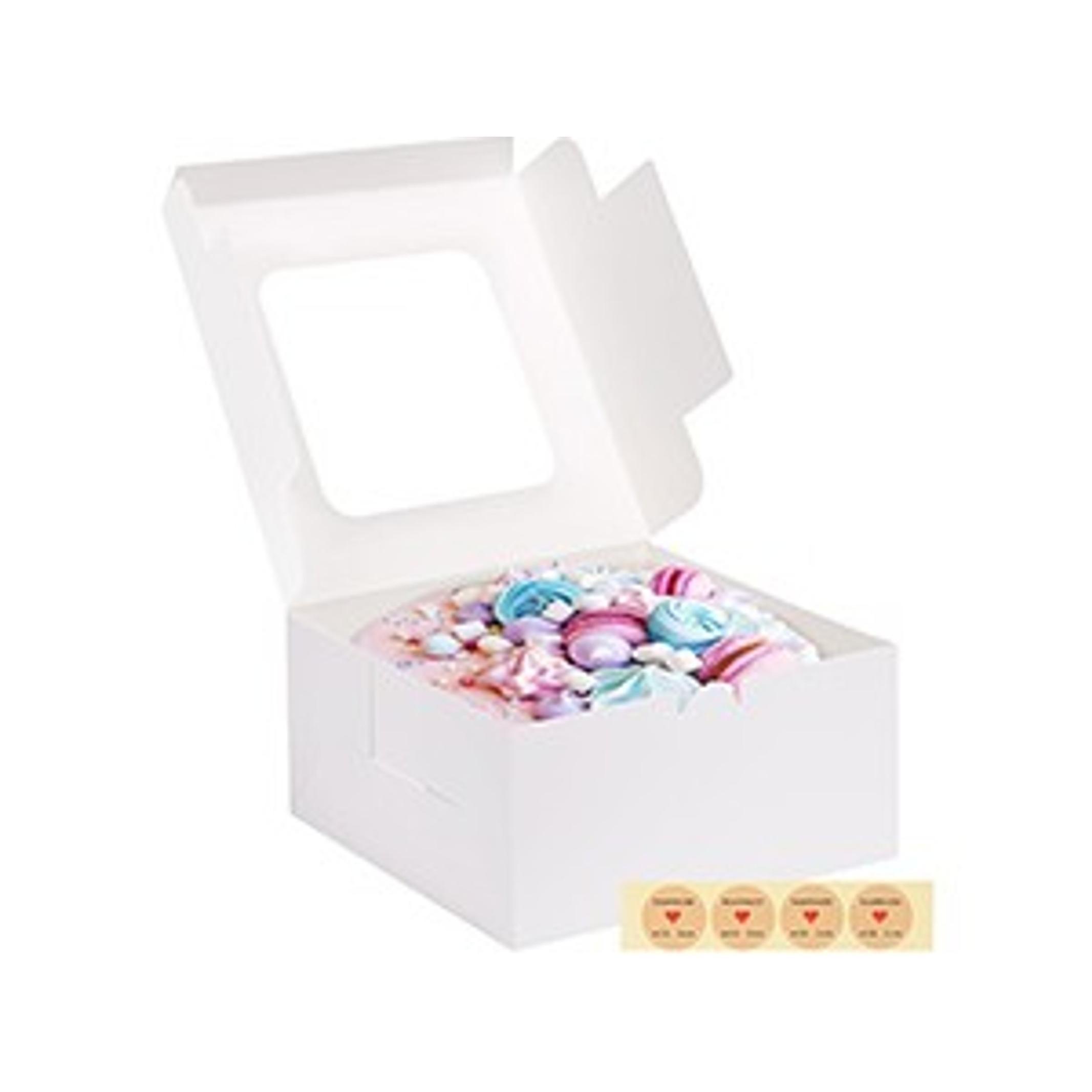 24pcs Cake Boxes, 10x10x5 Inches White Square Bakery Boxes with Window Cajas Pasteles for Cake, Mother's Day, Pastries, Chocolates, Cookies, Pie, Birthday Party, Wedding, Graduation 24pcs Cake Boxes, 10x10x5 Inches White Square Bakery Boxes with Window Cajas Pasteles for Cake, Mother's Day, Pastries, Chocolates, Cookies, Pie, Birthday Party, Wedding, Graduation