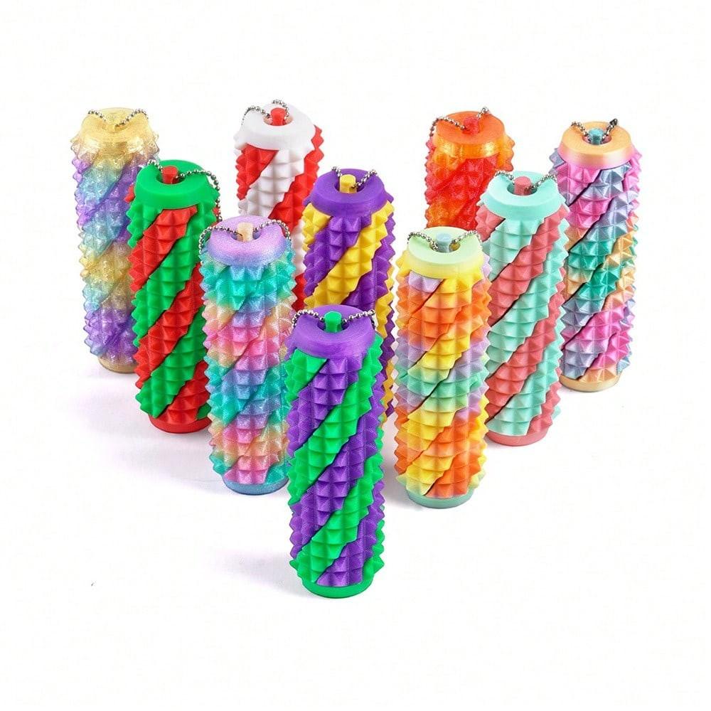 3D Printing Press Elastic Fingertip Massage Roller Keychain, Portable Acupoint Massage Stick, Office & Gym Accessory, Fun Gadgets