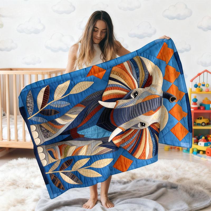Creative Elephant Pattern Quilted Blanket, Winter Home Decor Essential, Warm and Comfortable, Multi-Purpose, All Ages