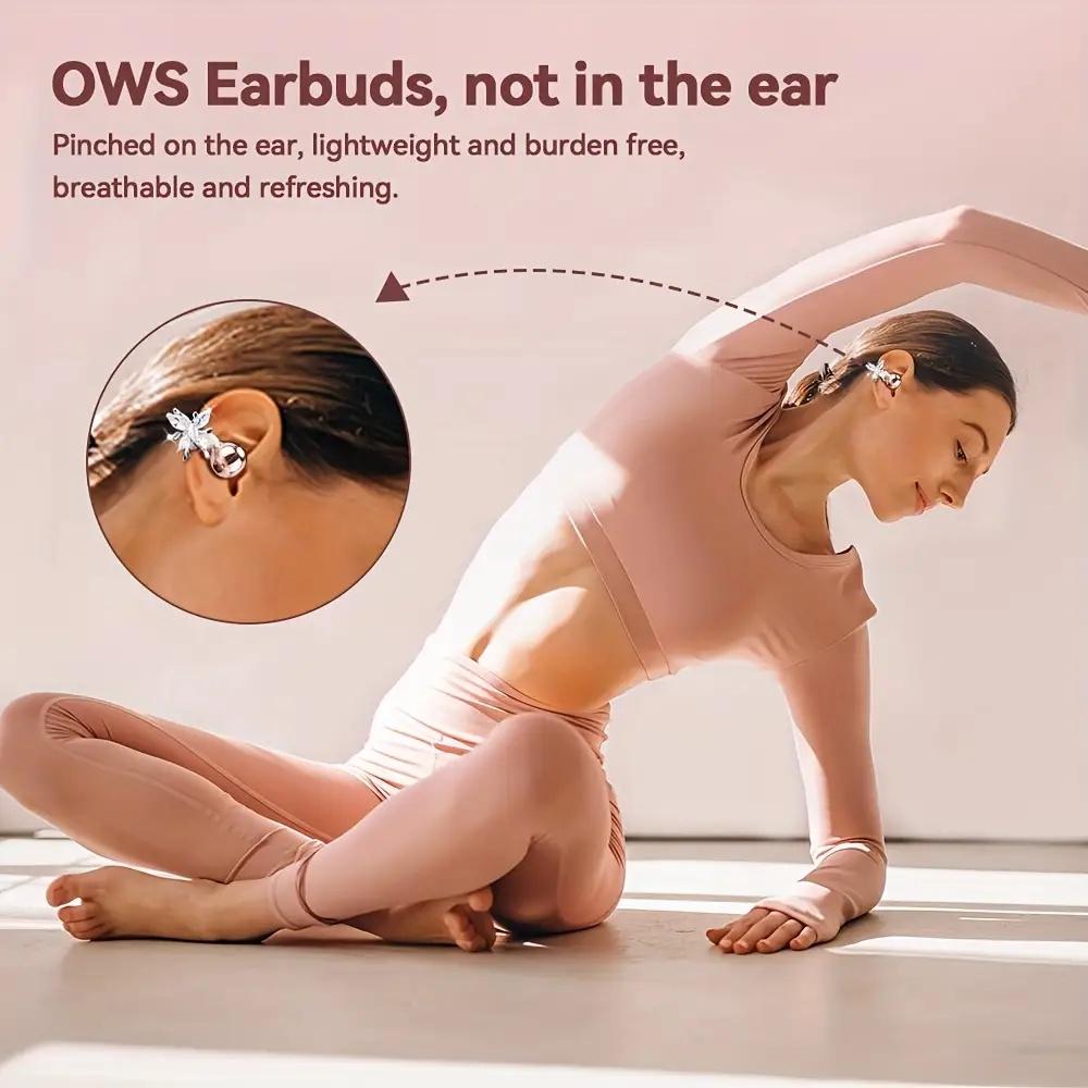 YYT1  New Senyang Wireless Open-Ear Headphones, Open Wear Earphones, Bluetooth-Compatible Clip-On Earring Earbuds with Stereo Sound, Electronic Audio, Fashion Aesthetic Gift, Outdoor and Travel