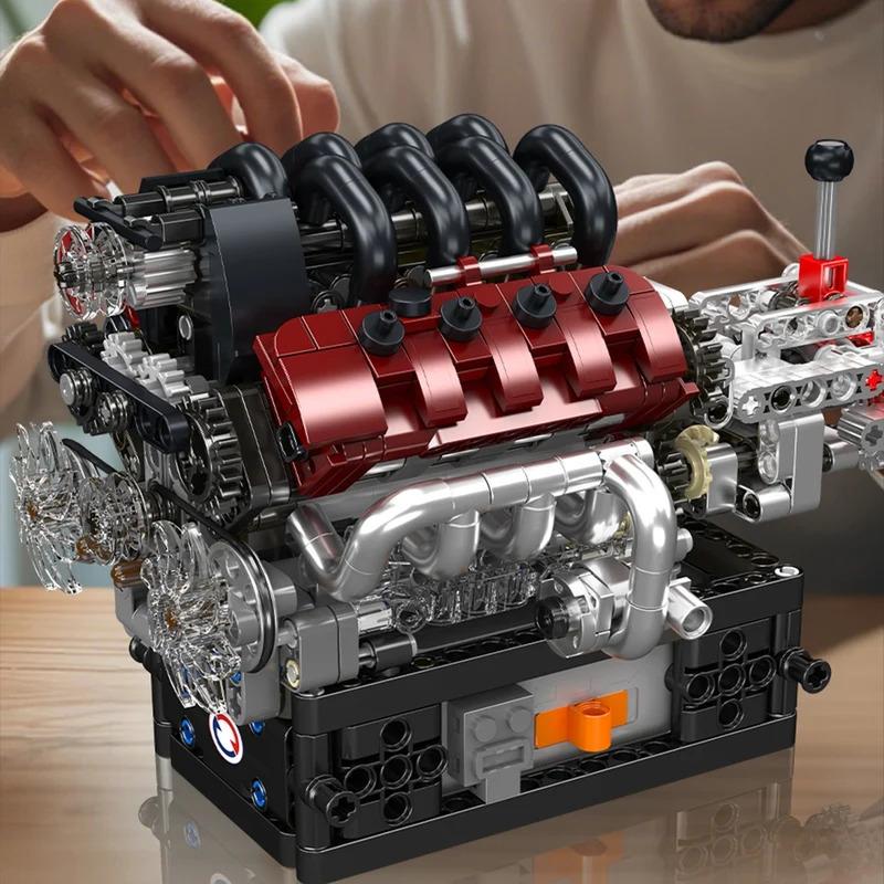 Mould King 10227 V8 Engine Model transmission Assemble Building Blocks toys kids MOC Bricks Blocks kits for kids Christmas Gifts