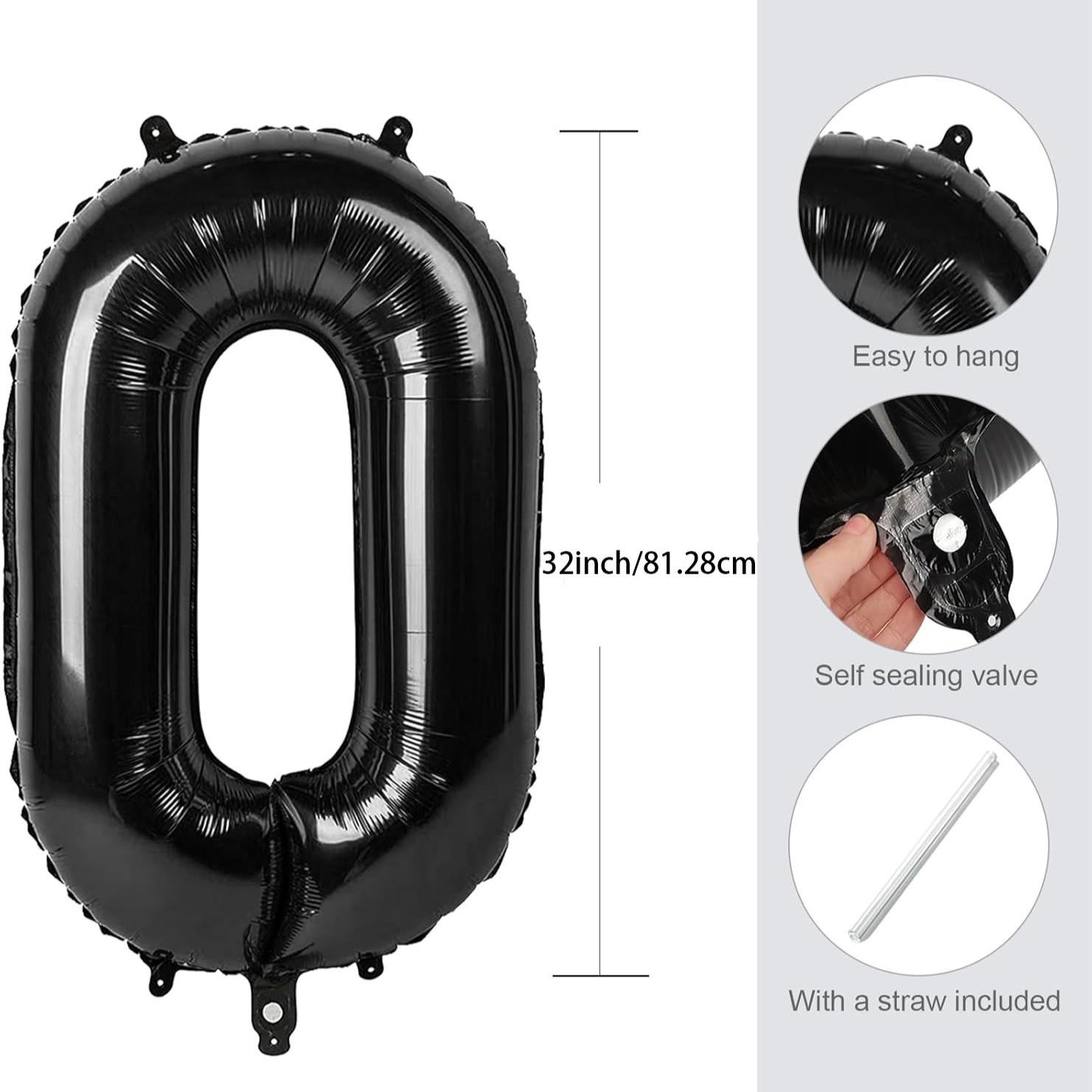 32-Inch Number Aluminum Foil Balloon, Customizable 0-9 Numbers, Perfect for Birthday Parties, Halloween, Christmas, Graduation, Mother's Day, Number Balloons, Party Balloons Decorations