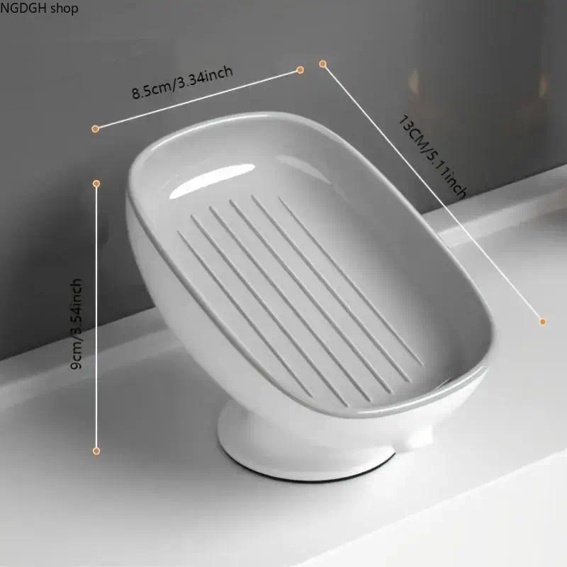 Self-Draining Suction Soap Dish, Pink Anti-Slip Holder with Built-In Spout, Perfect for Sinks & Showers, Keeping Bars Dry & Squeaky Clean Without Soggy Mess or Mildew