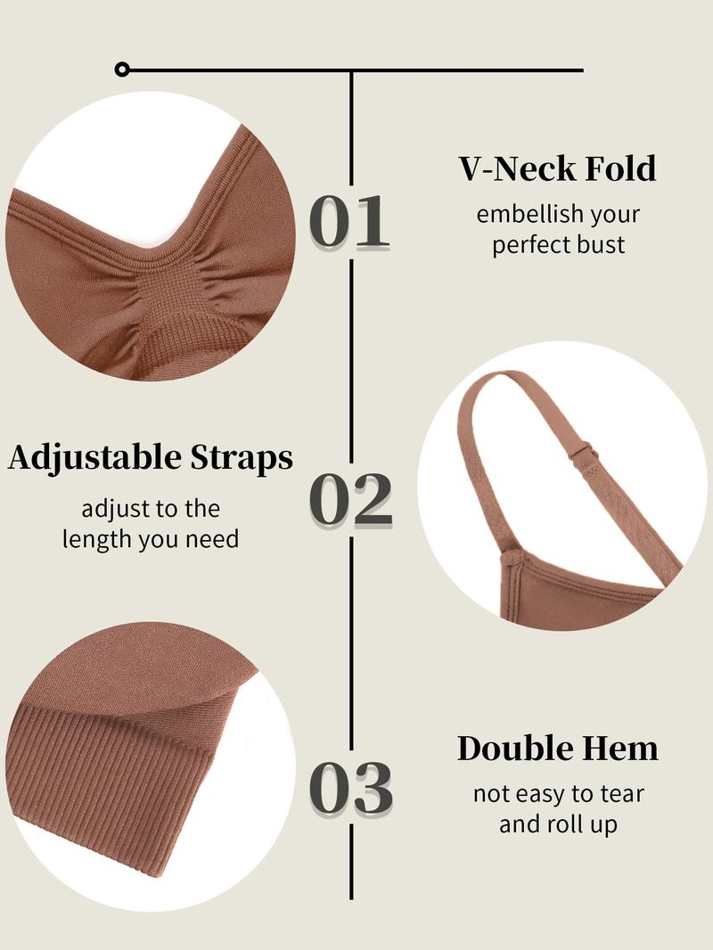 Women's Everyday Bra Wireless Bralette, Seamless Comfortable Fitted Tank Top, Medium Support, Buckleless Design, All Seasons Wear