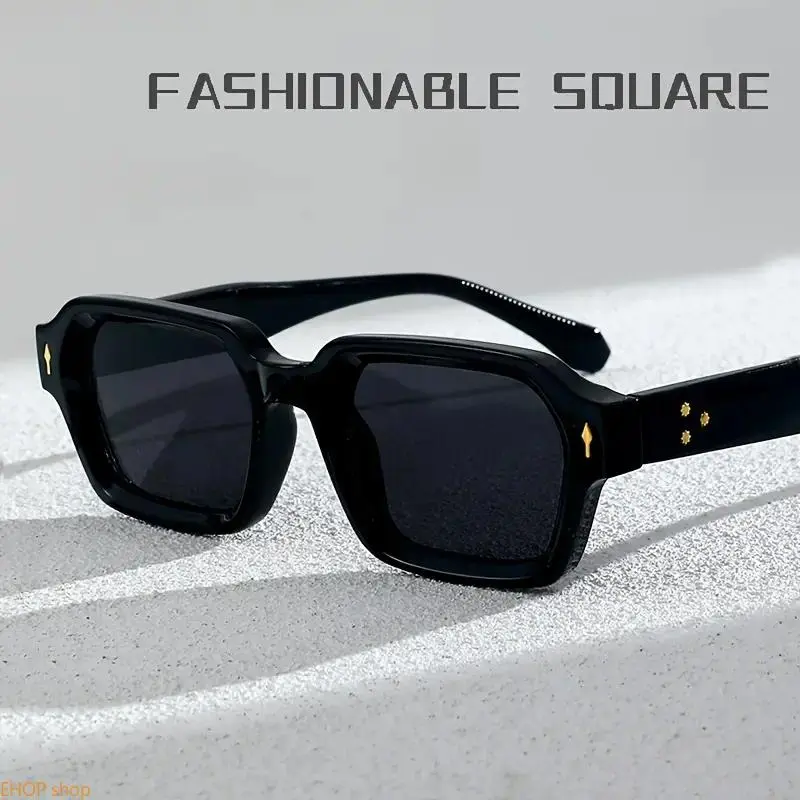 2026 Summer New Men's Retro Square Small-Frame UV400 Plastic Frame Resin Lens Sports Sunglasses, Vintage Square Shades, Fashion Accessory for Driving, Outdoor Activities