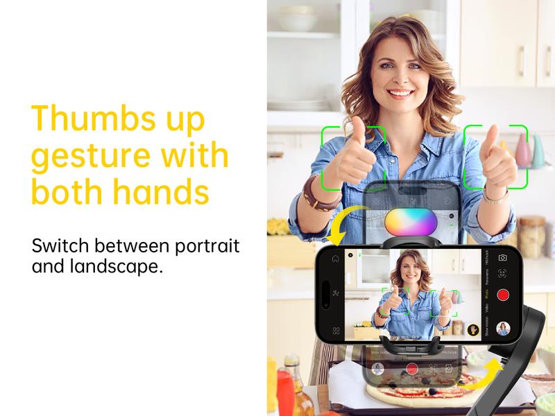 AOCHUAN 3-Axis Gimbal Stabilizer for Smartphone, Gimbal w/RGB Magnetic Fill Light Upgraded Face Tracking Focus Wheel Foldable iPhone Gimbal for iPhone/Android Phone gimbal Vlog RecordingCamera Clip Camera Accessories Smart XE-2