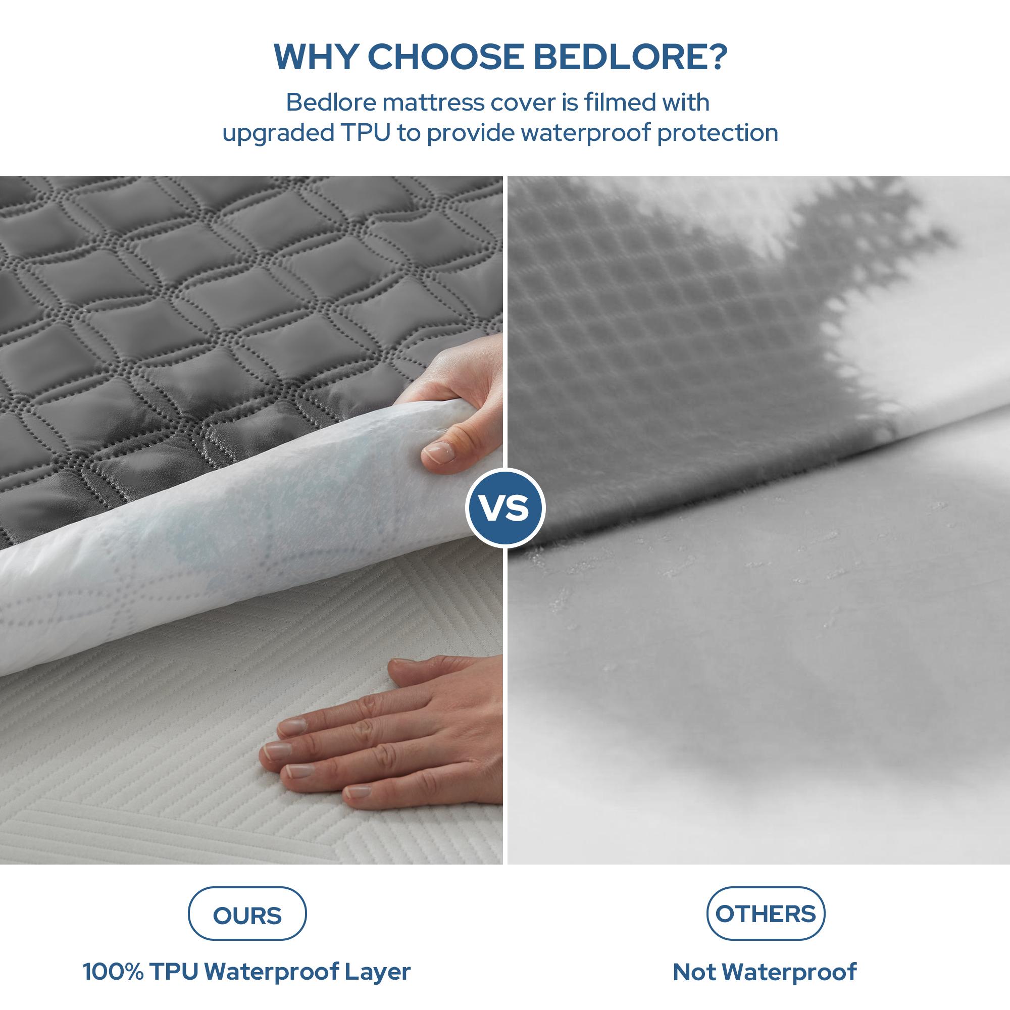 【BEDLORE】Waterproof Mattress Protector with Fitted Sheet, TPU Waterproof Layer, Soft & Breathable Bed Cover for Everyday Mattress Protection, Ideal for Bedroom & Home Use