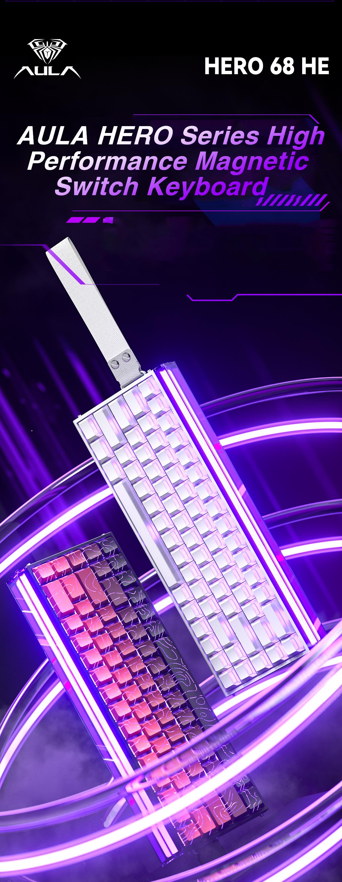 AULA HERO 68HE 65% Wired Gaming Keyboard, Hall Effect Magnetic Switch Keyboard, Adjustable Actuation, Fast Trigger Mode, 8K Hz Polling Rate, 0.125ms Latency, Adjustable Trigger Force, Fast Response, RGB Lighting,TikTokShopfalldealsforyou