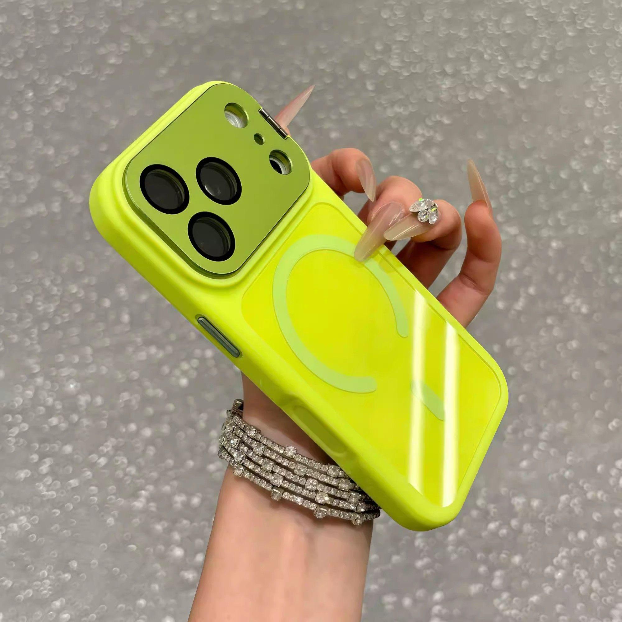 With Stand Magnetic Phone Case for iPhone17/16/15/14/13/12 Pro Max Lens Full Cover 17 Pro Silicone Case 16 Pro Max Handheld Shooting