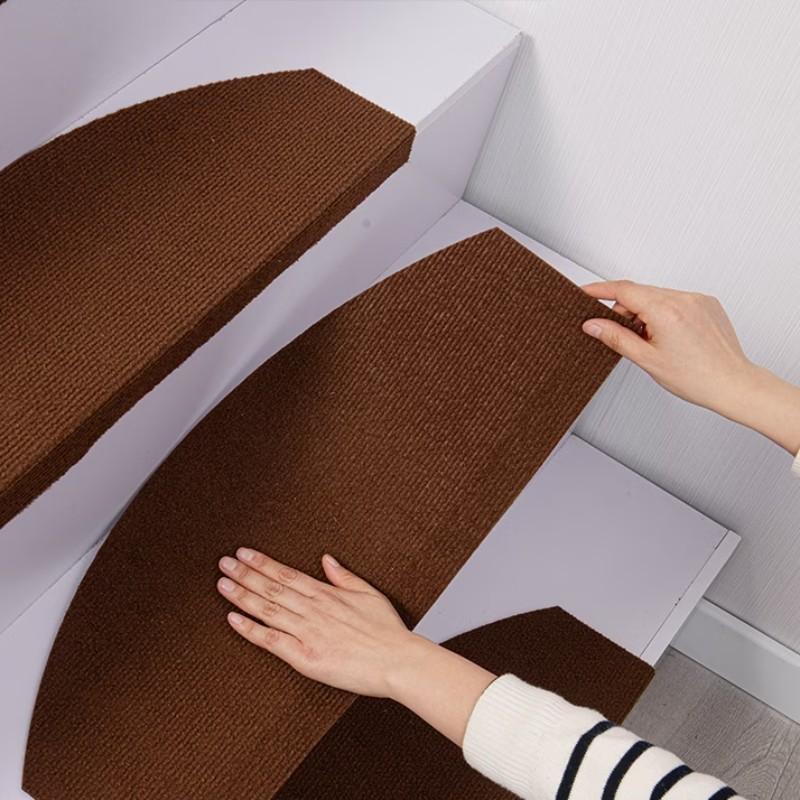 [Stair Treads] 6/15pcs Half-Round Stair Treads, Non-Slip Stair Carpets, Step Protection Rugs, Dective Trimmed Stair Mats, Indoor Room Supplies and Bedside Accessories, Suitable for Indoor, Outdoor Stairs and Various Scenarios