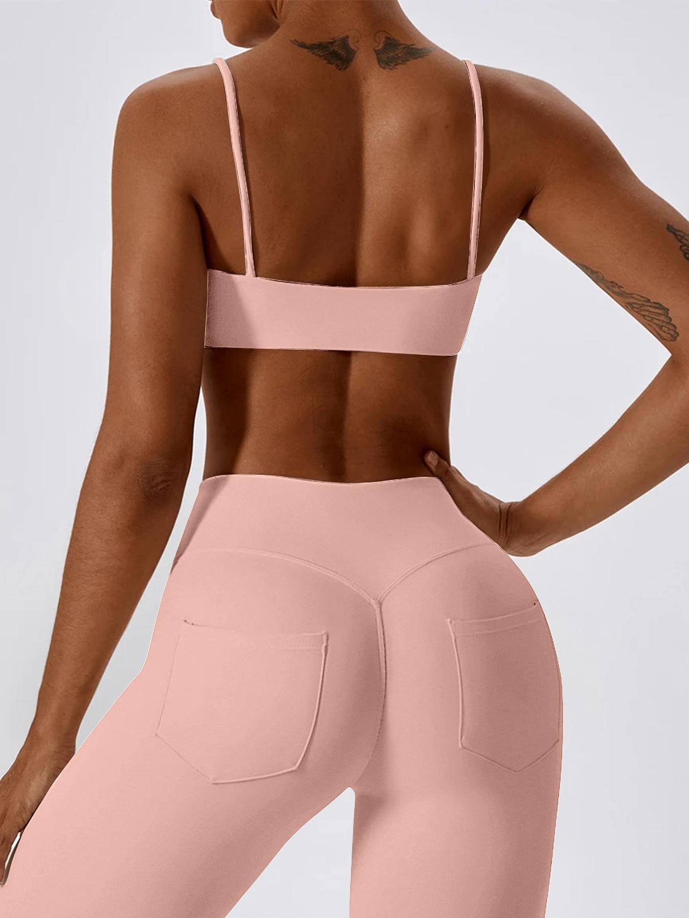 Women's Solid Wireless Sports Bra Set, Sporty Breathable Comfortable Bras, Ladies Sportswear for Yoga Gym, Sports Activewear Set