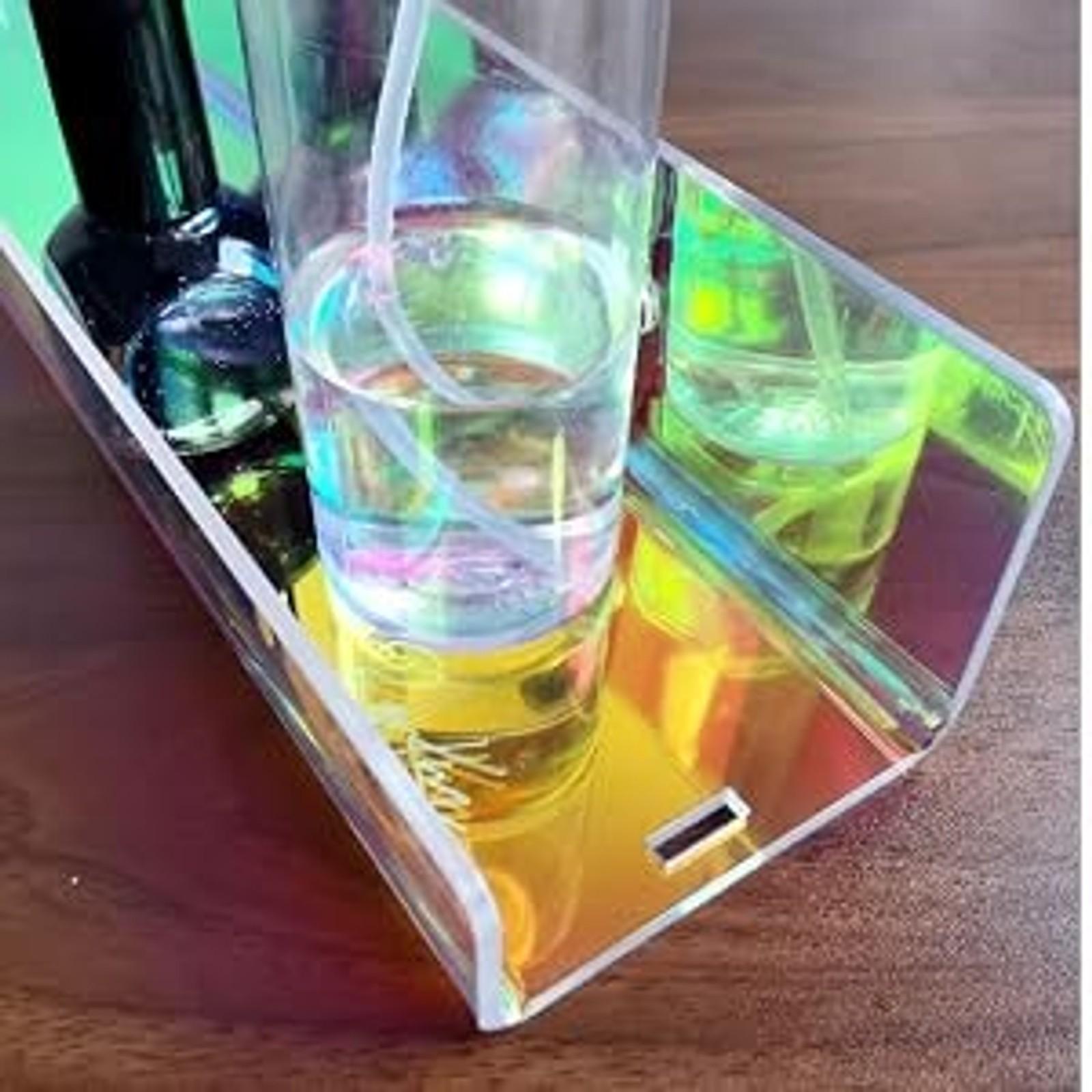 4 Pack 15 Inch Iridescent Acrylic Shelves, Clear Rainbow Floating Shelves for Wall, Modern Sunglasses Essential Oil Picture Ledge Display Toy Storage Wall Shelf