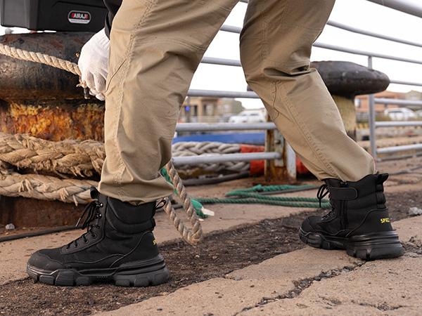 SPIEZ Steel Toe Boots for Men Industrial Construction Safety Boots with Side Zipper Puncture-Proof,Lightweight Work Boots Hiking Military Tactical Shoes SPIEZ Steel Toe Boots for Men Industrial Construction Safety Boots with Side Zipper Puncture-Proof,Lightweight Work Boots Hiking Military Tactical Shoes
