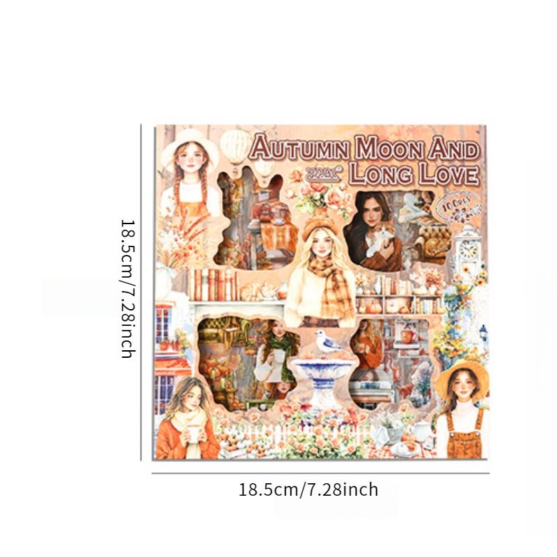 Vintage Girl Pattern Sticker, 100pcs/box Waterproof Self Adhesive Decor Paper, Decor Sticker for Gift Greeting Card Water Bottle Laptop Phone, Screen Protector