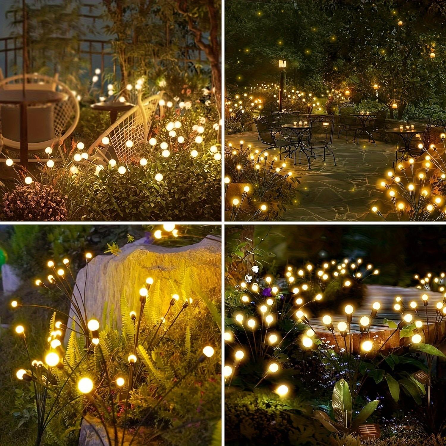 2-Pack Solar Lawn Firefly Lights, LED Fan Firefly Ground Lamp, Waterproof Outdoor Solar Light, Outdoor Solar Lighting